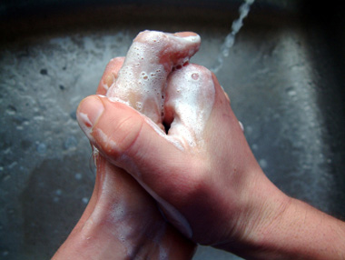 Picture of hands being washed